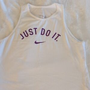 Nike White Tank Top with Purple Slogan